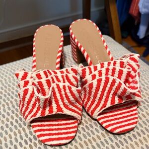 AEROSOLES Red and White Striped Heels